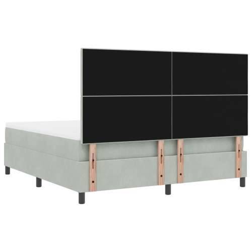Box Spring Krevet s Madracem Svjetlosiva Super King Baršun Cijena