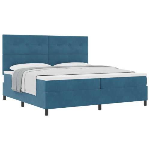 Box Spring Krevet s Madracem Tamno Plava 200x200 cm Baršun Cijena