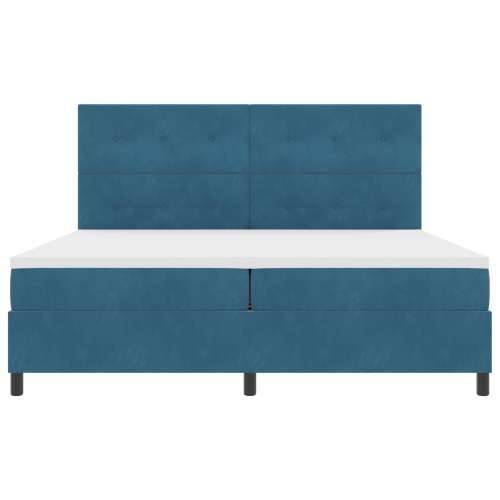 Box Spring Krevet s Madracem Tamno Plava 200x200 cm Baršun Cijena