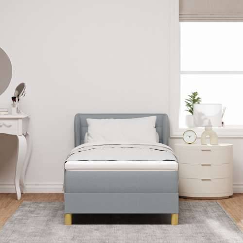 Box Spring Krevet s Madracem Svjetlosiva 90x200 cm Tkanina Cijena