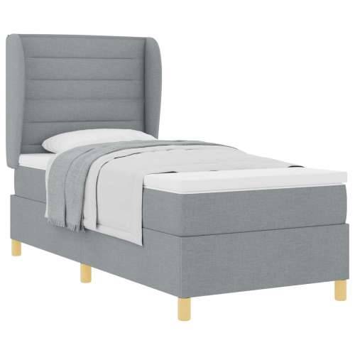 Box Spring Krevet s Madracem u Svjetlosivoj, 100x200 cm Tkanina Cijena