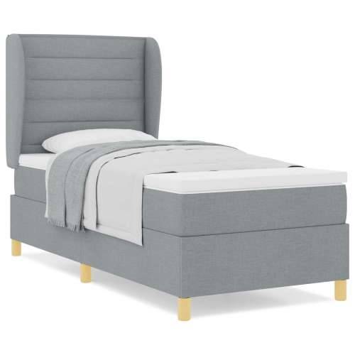 Box Spring Krevet s Madracem u Svjetlosivoj, 100x200 cm Tkanina Cijena