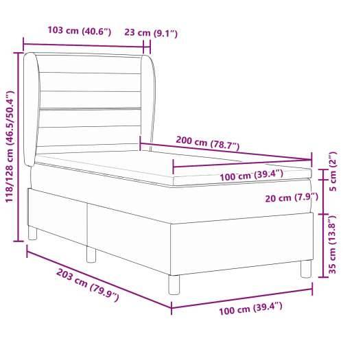 Box Spring Krevet s Madracem u Svjetlosivoj, 100x200 cm Tkanina Cijena