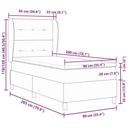 Uzglavlje s madracem svijetlo sivo 90x200 cm baršun Cijena