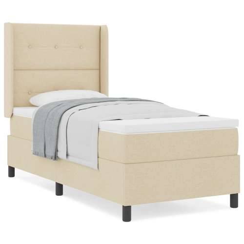 Box Spring Krevet s Madracem Krem 100x200 cm Tkanina Cijena