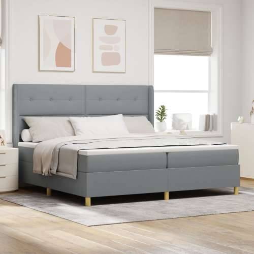 Box Spring Krevet s Madracem Svjetlosiva 200x200 cm Tkanina Cijena