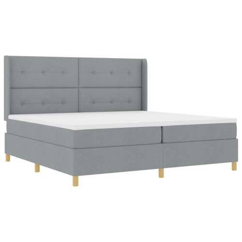Box Spring Krevet s Madracem Svjetlosiva 200x200 cm Tkanina Cijena
