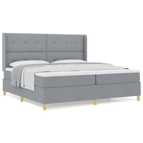Box Spring Krevet s Madracem Svjetlosiva 200x200 cm Tkanina Cijena