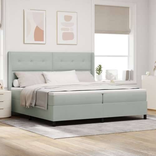 Box Spring Krevet s Madracem Svjetlosiva 200x200 cm Baršun Cijena