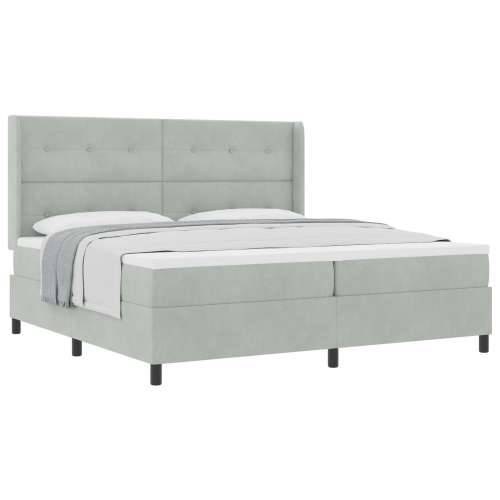 Box Spring Krevet s Madracem Svjetlosiva 200x200 cm Baršun Cijena
