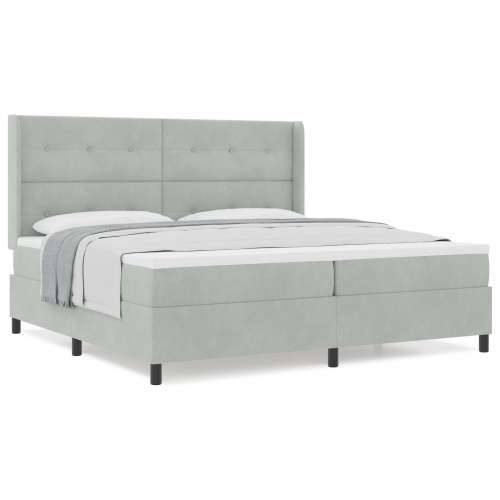 Box Spring Krevet s Madracem Svjetlosiva 200x200 cm Baršun Cijena