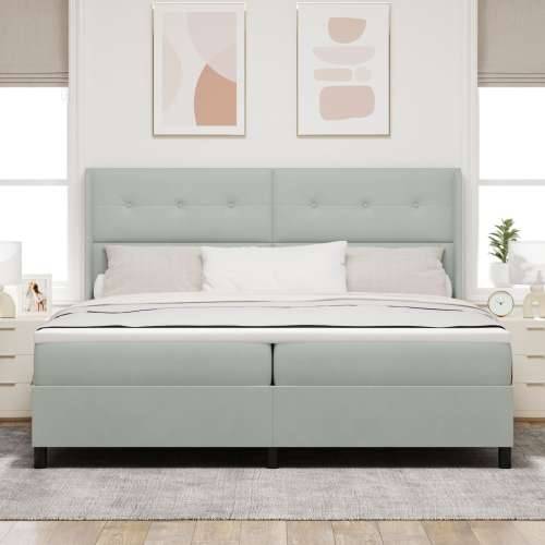 Box Spring Krevet s Madracem Svjetlosiva 200x200 cm Baršun Cijena