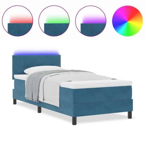 Krevet sa uzglavljem i madracem & LED Tamnoplava 90x200 cm Baršun Cijena