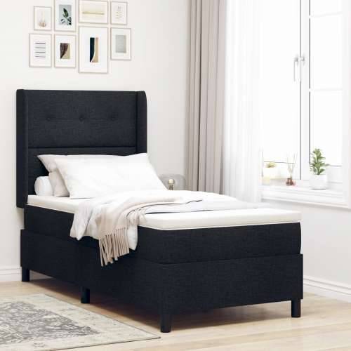 Box Spring Krevet s Madracem & LED Crni 90x200 cm Tkanina Cijena
