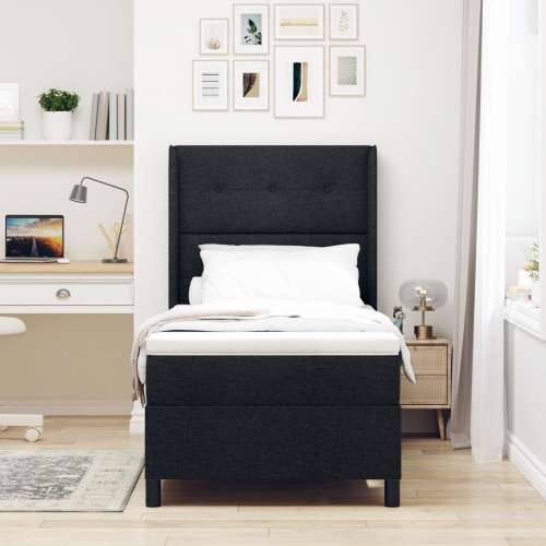 Box Spring Krevet s Madracem & LED Crni 90x200 cm Tkanina Cijena