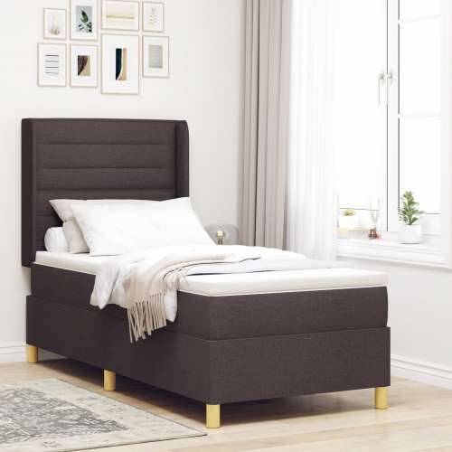 Box Spring Krevet s Madracem & LED Tamno smeđa 90x200 cm Tkanina Cijena