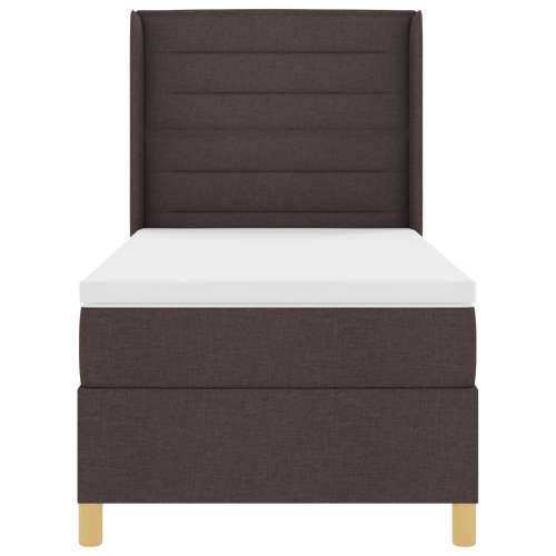 Box Spring Krevet s Madracem & LED Tamno smeđa 90x200 cm Tkanina Cijena