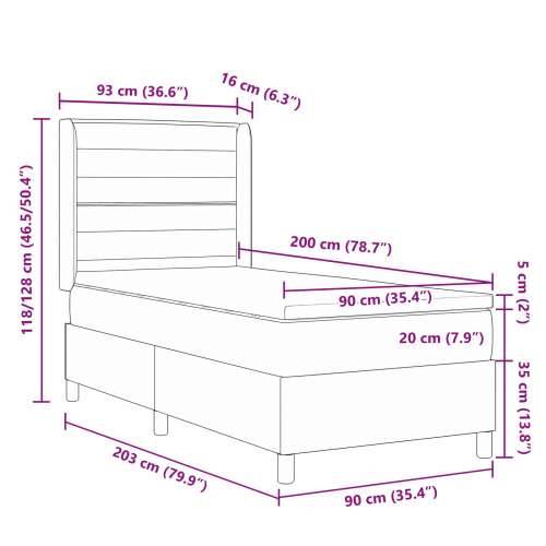 Box Spring Krevet s Madracem & LED Tamno smeđa 90x200 cm Tkanina Cijena