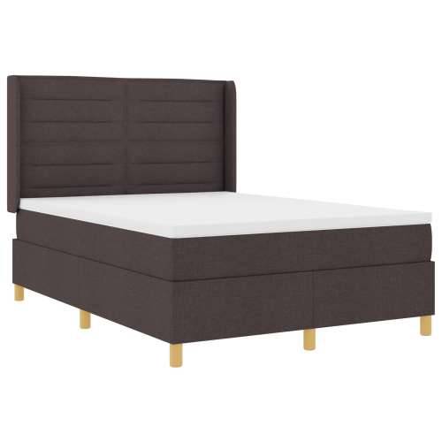 Krevet s Box Spring-om i Madracem & LED Tamnosmeđa 140x200 cm Tkanina Cijena