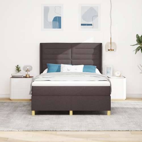 Krevet s Box Spring-om i Madracem & LED Tamnosmeđa 140x200 cm Tkanina Cijena