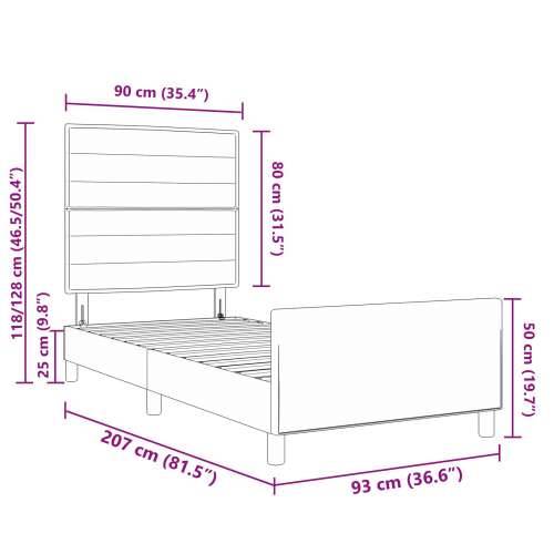 Plavi Krevet Okvir 90x200 cm Tkanina Cijena