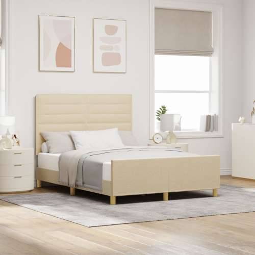 Krevet s okvirom Krem 140x200 cm Tkanina Cijena