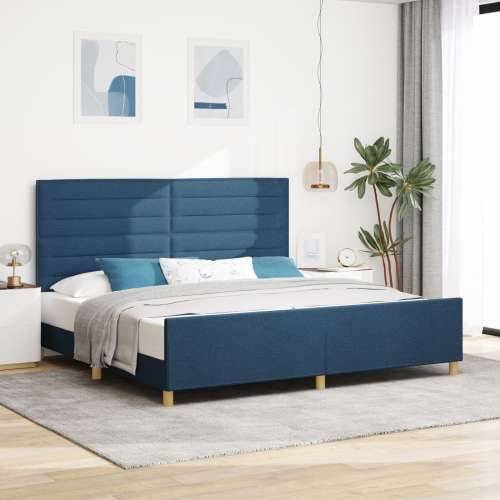 Plavi krevetni okvir 200x200 cm od tkanine Cijena