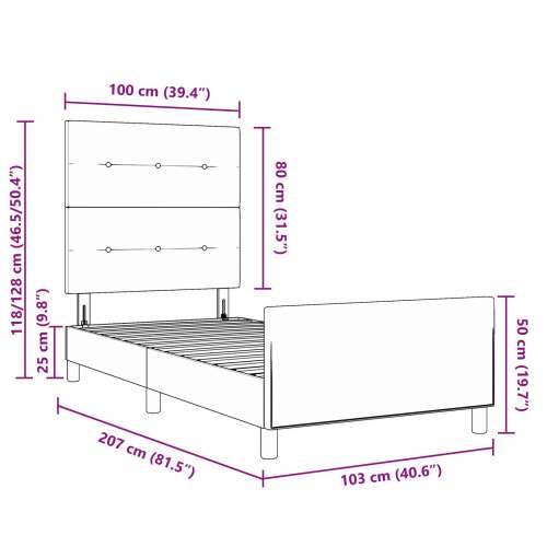 Krevet svjetlosive boje 100x200 cm od tkanine Cijena