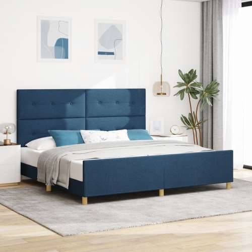 Krevet s plavim okvirom 200x200 cm od tkanine Cijena