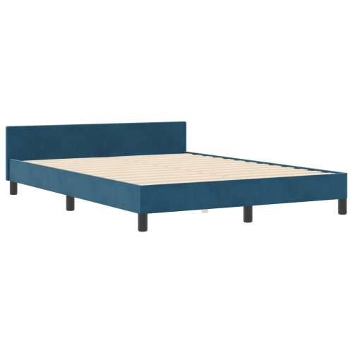 Krevet od tamnoplave baršunaste tkanine 160x200 cm Cijena