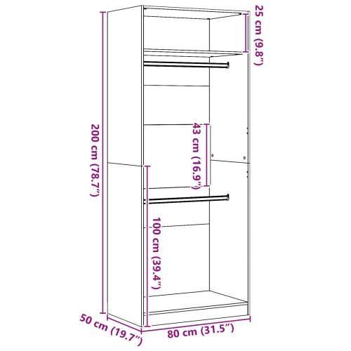 Crni Hrast Ormar 80x50x200 cm Odabrano drvo Cijena