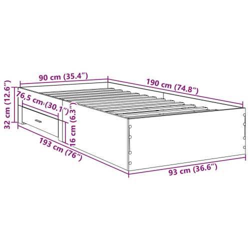 Krevetna Okvir Sonoma Hrast 90x190 cm Konstruirano Drvo Cijena
