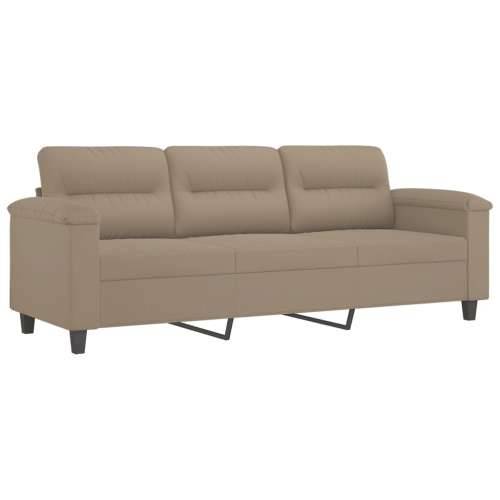 3-dijelni set sofa s jastucima smeđesivi od mikrovlakana - Sivo-smeđa s jastucima i tabureom Cijena