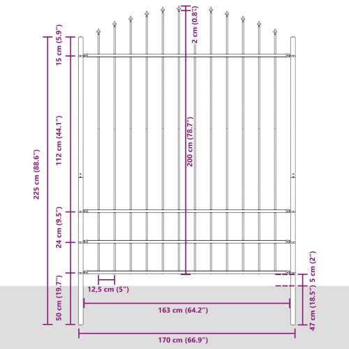 Ograde za vrt s lukom Siva 8,5x2 m Čelik Cijena