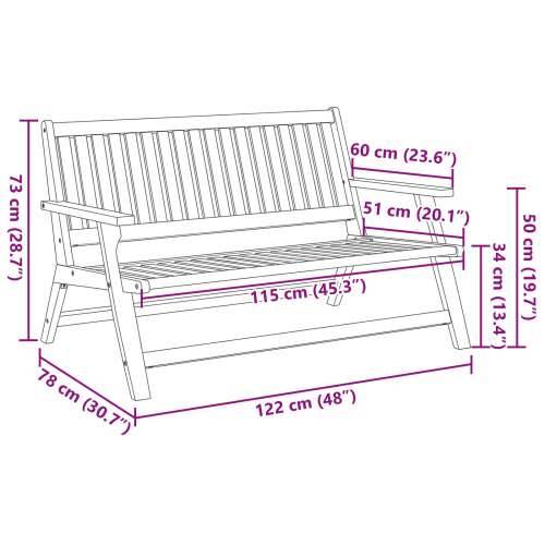 Vrtna Klupa 122.5x77x74 cm Masivno Bagremovo Drvo Cijena