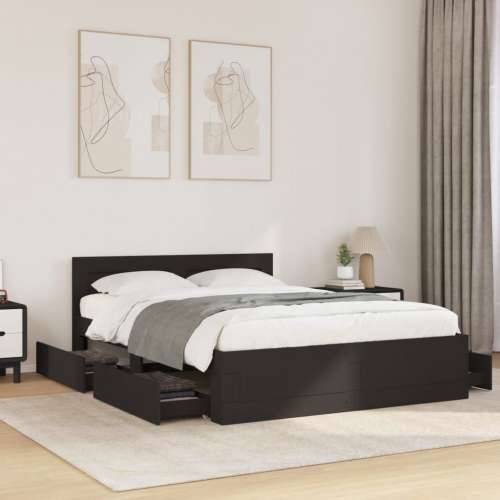 Okvir kreveta s uzglavljem crni 120x190 cm konstruirano drvo - Crna 120 x 190 cm Cijena