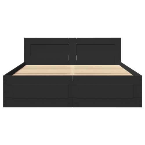 Okvir kreveta s uzglavljem crni 120x190 cm konstruirano drvo - Crna 120 x 190 cm Cijena