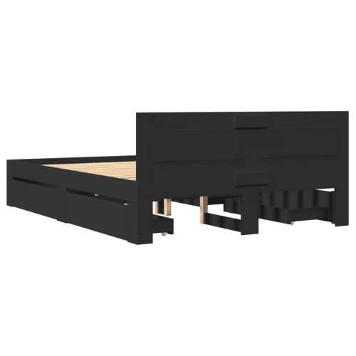 Okvir kreveta s uzglavljem crni 120x190 cm konstruirano drvo - Crna 120 x 190 cm Cijena