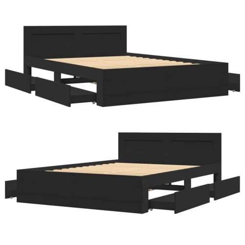 Okvir kreveta s uzglavljem crni 120x190 cm konstruirano drvo - Crna 120 x 190 cm Cijena