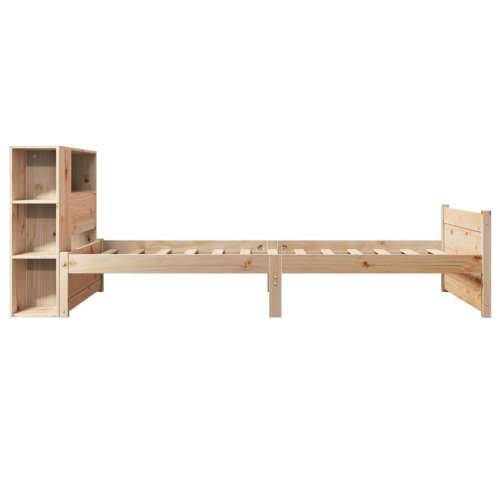 Krevet s regalom za knjige bez madraca 90x190 cm od borovine - Prirodna 90 x 190 cm Cijena