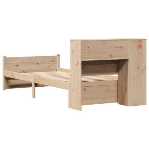 Krevet s regalom za knjige bez madraca 90x190 cm od borovine - Prirodna 90 x 190 cm Cijena
