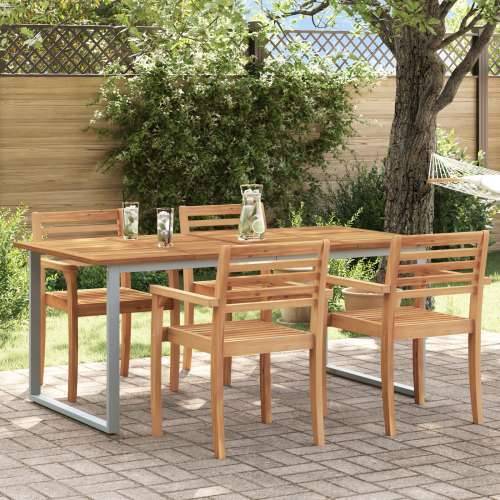 Vanjski blagovaonski stol Siva 180x90x75 cm Čelik i Drvo Acacia Cijena