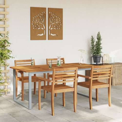Vanjski blagovaonski stol Siva 180x90x75 cm Čelik i Drvo Acacia Cijena