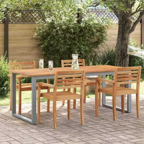 vanjski blagovaonski stol sivi 200x90x75 cm čelični i solidno drvo akacija Cijena