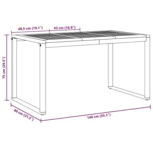 Vanjski blagovaonski stol Siva 140x80x75 cm Čelik i Masivno drvo akacija Cijena
