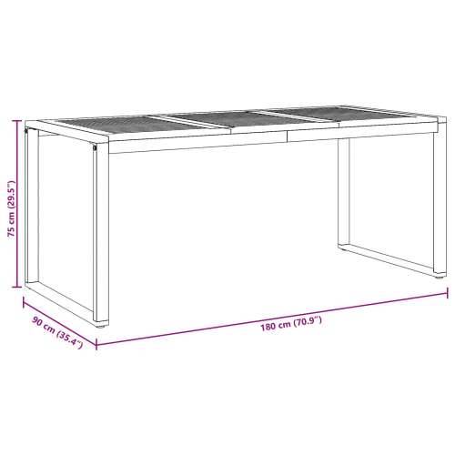 Vanjski Stol za Jelo Sivi 180x90x75 cm Čelik i Drvo Akacija Cijena
