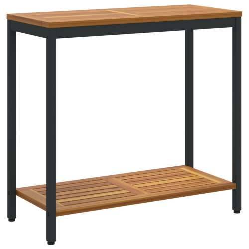 Stol za vani Prirodni i Crni 35x80x75 cm Puno drvo i čelik Cijena