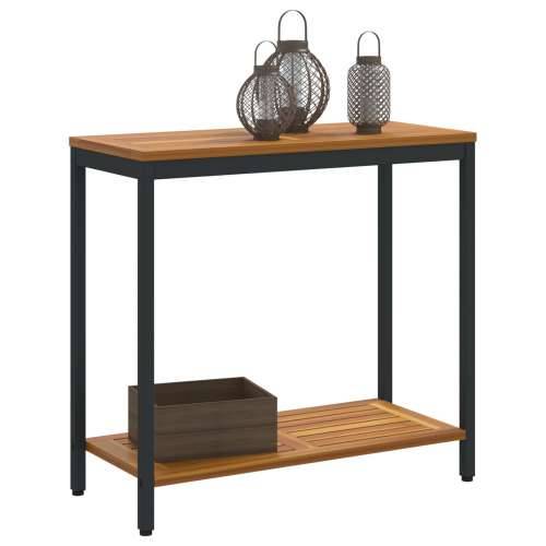 Stol za vani Prirodni i Crni 35x80x75 cm Puno drvo i čelik Cijena