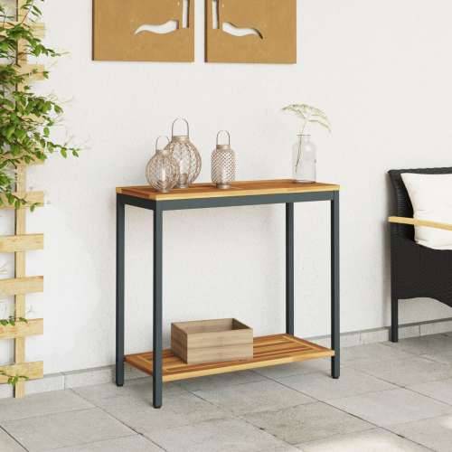Stol za vani Prirodni i Crni 35x80x75 cm Puno drvo i čelik Cijena