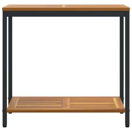 Stol za vani Prirodni i Crni 35x80x75 cm Puno drvo i čelik Cijena